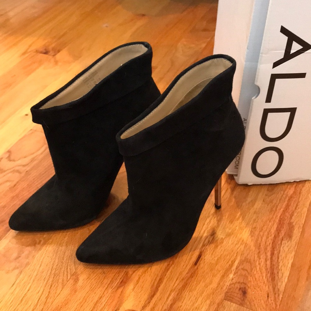 Aldo Dilger Black Suede Heeled Ankle Boots